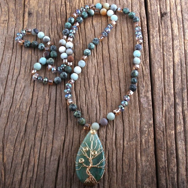 Natural Stones & Crystal Knotted Tree - Wicked Mystics