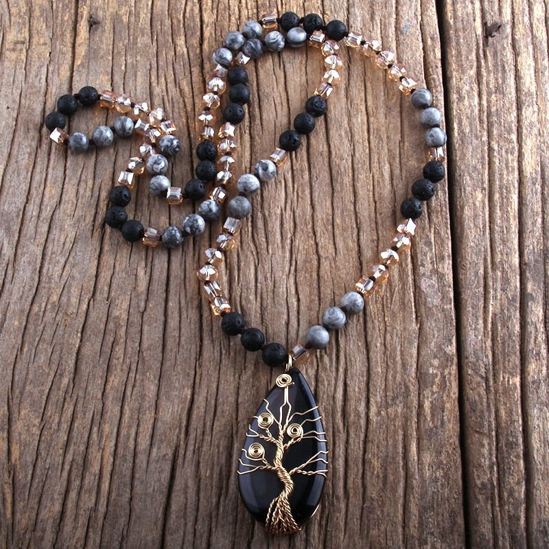 Natural Stones & Crystal Knotted Tree - Wicked Mystics