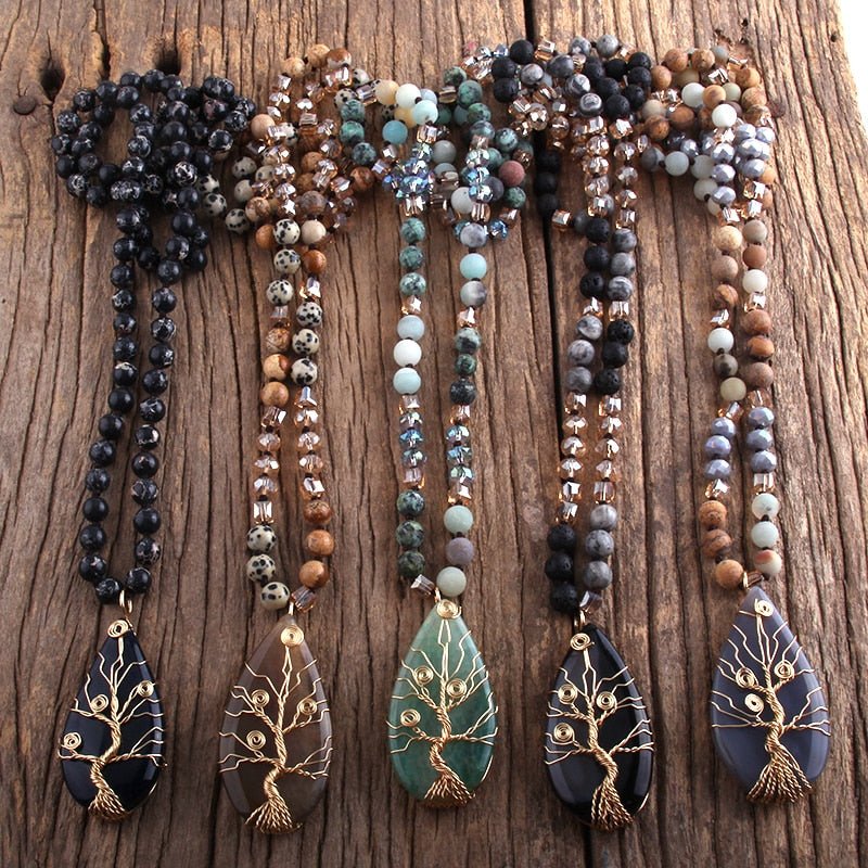 Natural Stones & Crystal Knotted Tree - Wicked Mystics