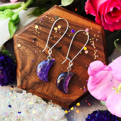 Celestial Crystal Moon Earrings - Wicked Mystics