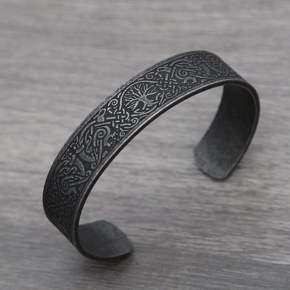 Black Stainless Steel Viking Rune Bracelet - Wicked Mystics