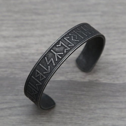 Black Stainless Steel Viking Rune Bracelet - Wicked Mystics