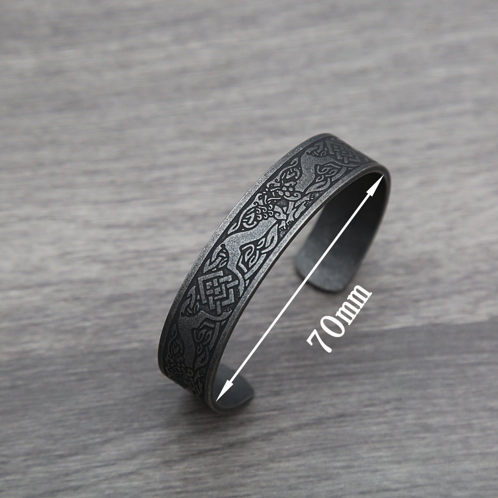 Black Stainless Steel Viking Rune Bracelet - Wicked Mystics