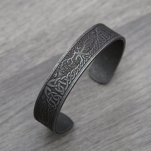 Black Stainless Steel Viking Rune Bracelet - Wicked Mystics