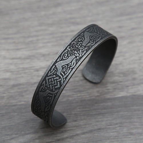 Black Stainless Steel Viking Rune Bracelet - Wicked Mystics