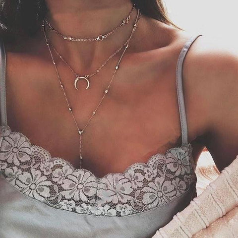 Boho Moon Multilayer Necklace - Wicked Mystics