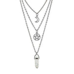 Multi-Layered Reiki Natural Stone Supernatural Pentagram Choker Necklace - Wicked Mystics