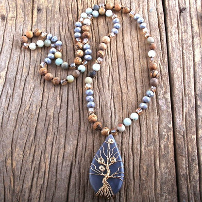 Natural Stones &amp; Crystal Knotted Tree - Wicked Mystics