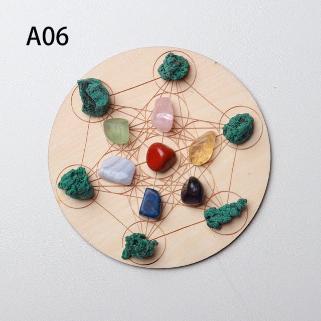 Seven Chakras Healing Stones Plus Wooden Plate - Wicked Mystics