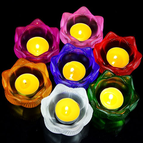 Seven Colors Crystal Lotus Candle Holder - Wicked Mystics