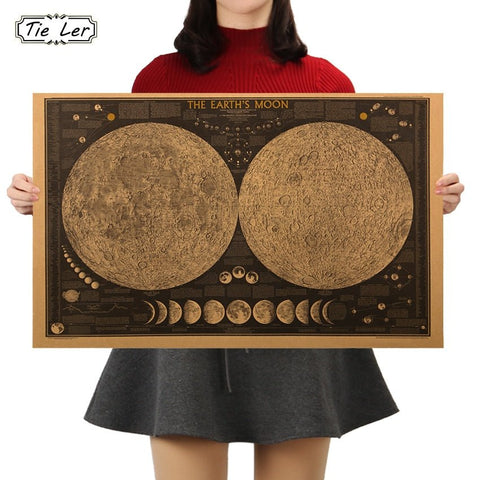Vintage Moon Map Poster - Wicked Mystics