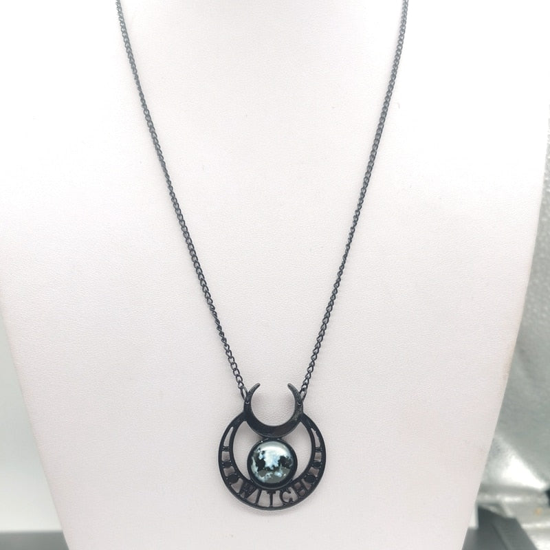 &quot;Witch&quot; Black Moon Necklace - Wicked Mystics