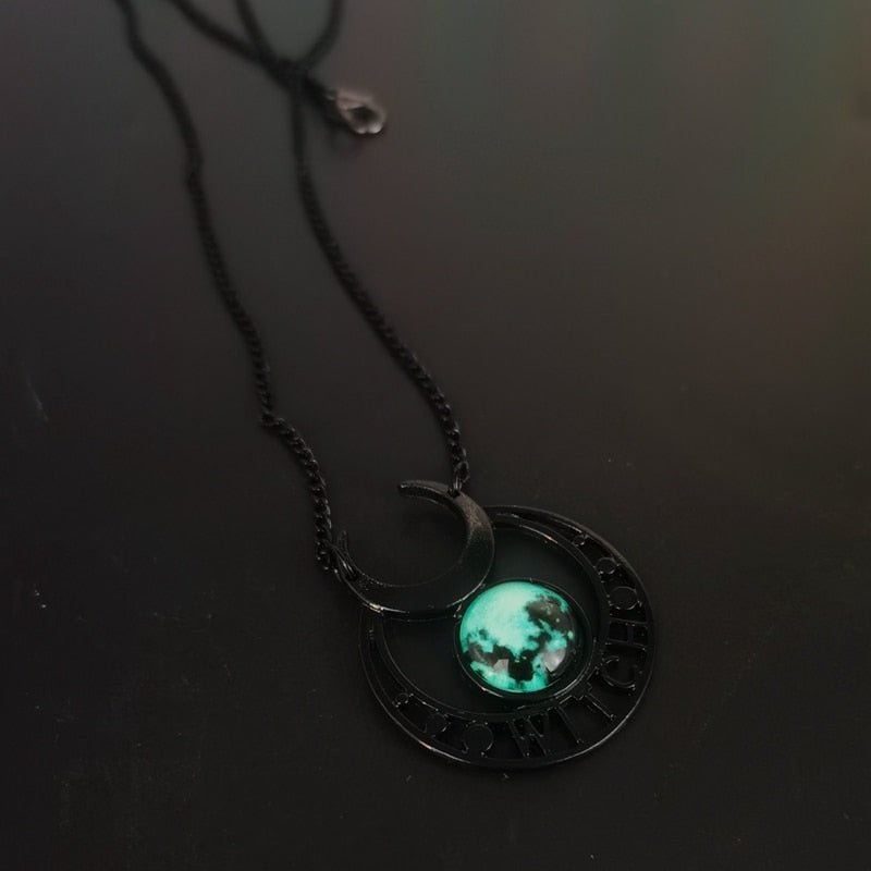 &quot;Witch&quot; Black Moon Necklace - Wicked Mystics